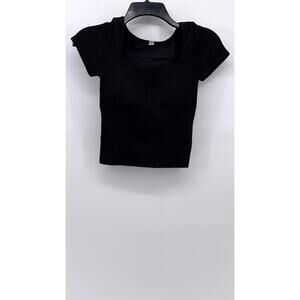UNIQLO Women's Black Ribbed Padded Crop Top SZ XS